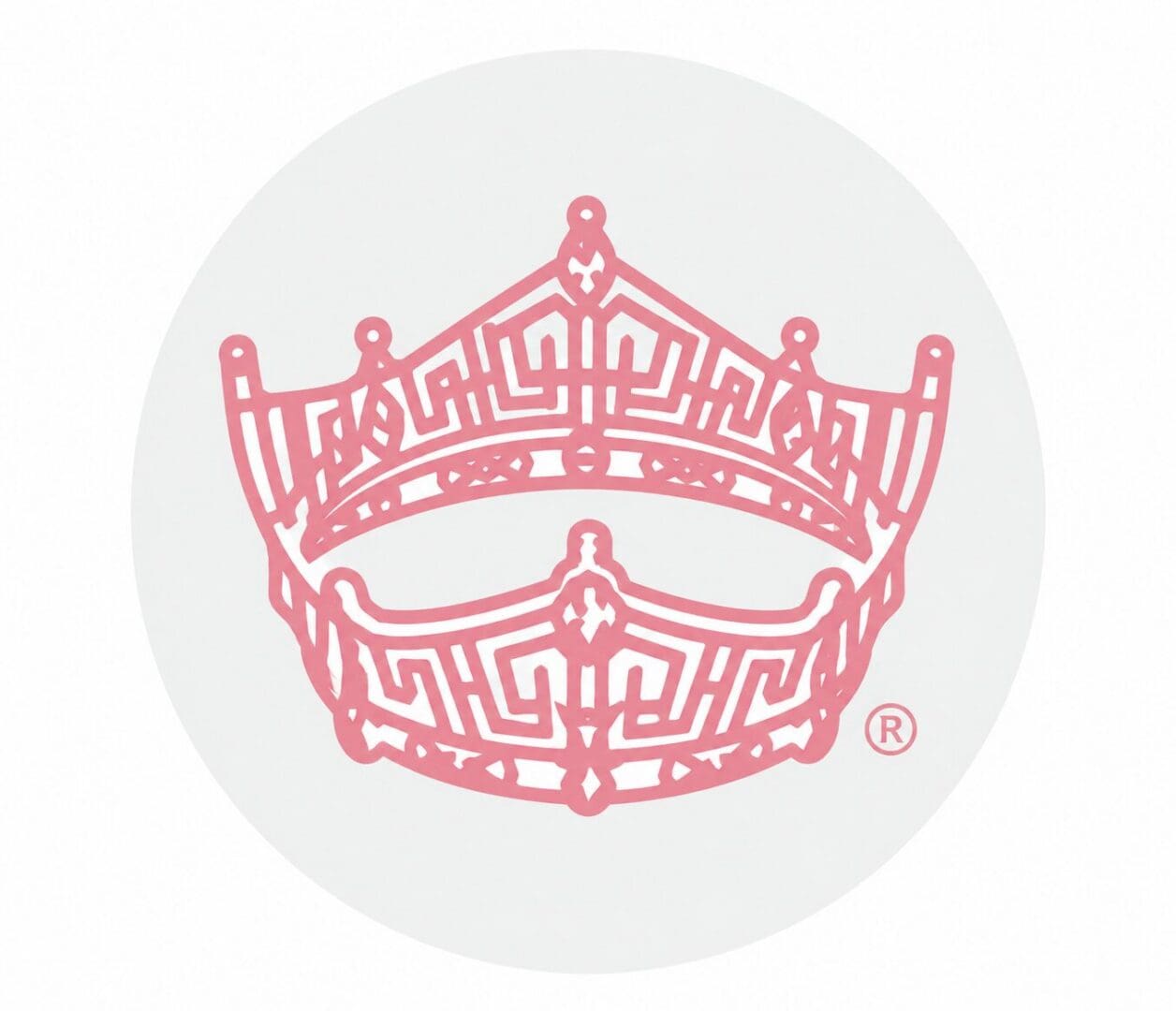 Pink crown design on a circular background.